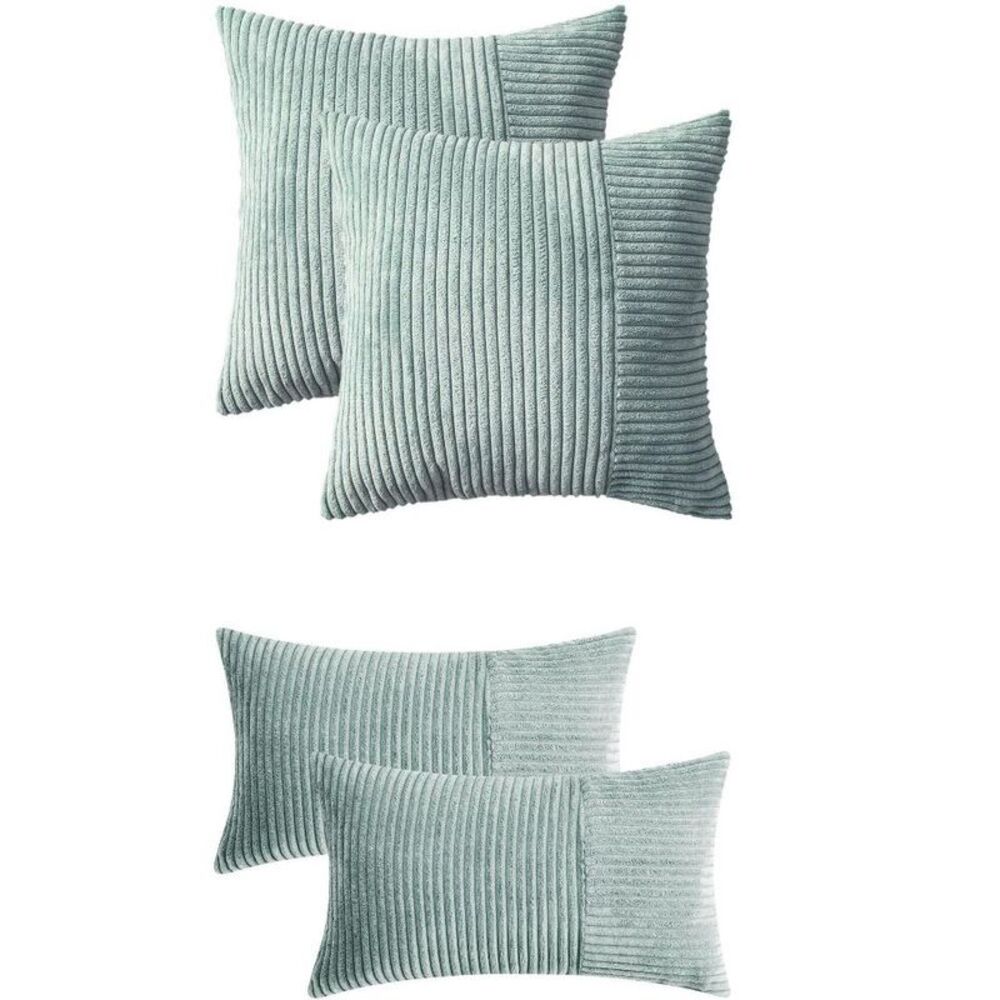REGALWOVEN -  4 Pcs Modern Strip Decorative Throw Pil Blue
